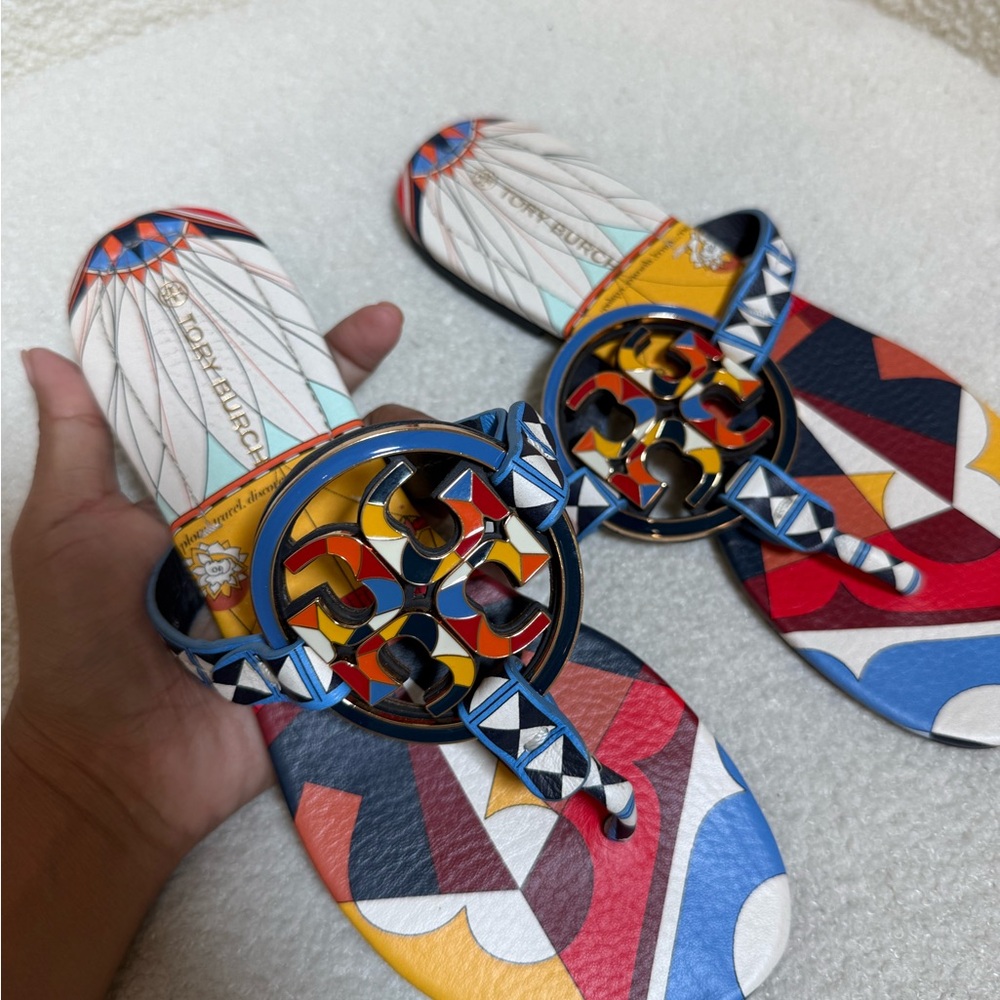 Tory Burch Colorful Geometric Slides